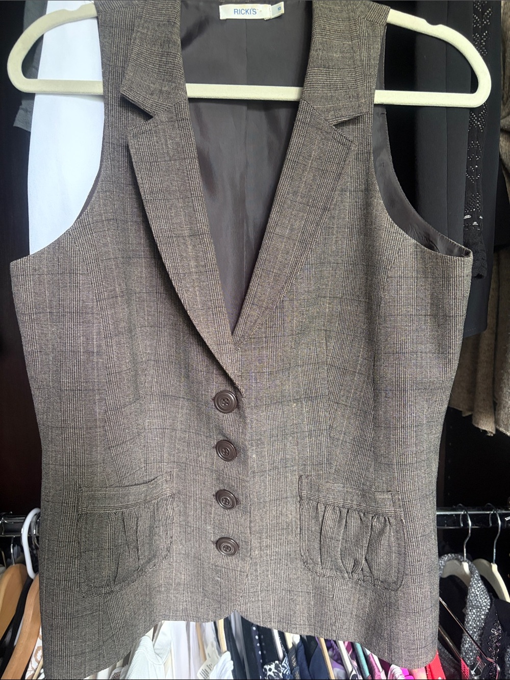 Ricki's women’s Brown Glen Plaid Tailored Vest